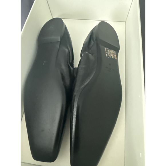 TOTEME Black Leather Square Toe Elastic Back Flat Loafers Made in Italy Size 37 - Picture 3 of 12